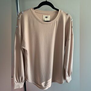 Long Sleeve Relaxed Sweatshirt with rhinestones